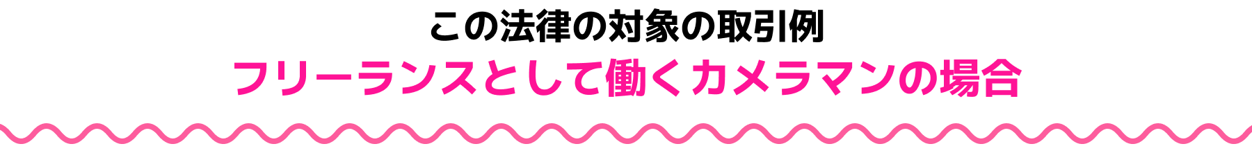 この法律の対象の取引例：フリーランスとして働くカメラマンの場合