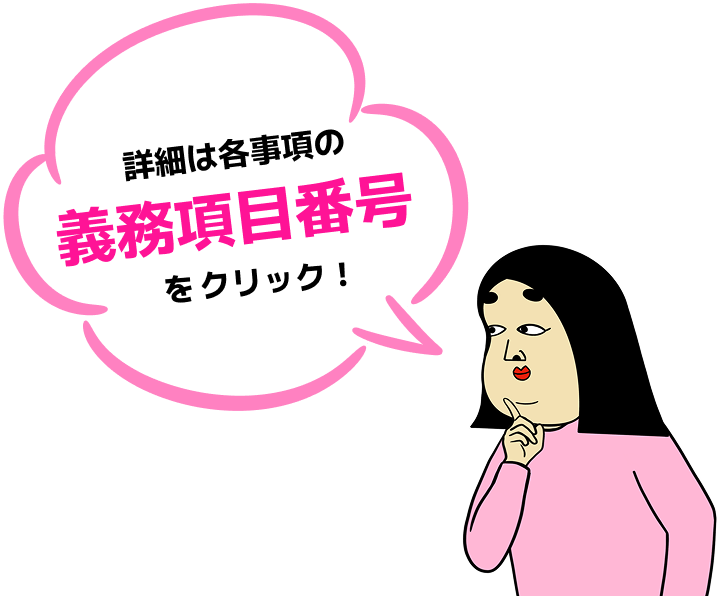 詳細は各事項の義務項目番号をクリック!