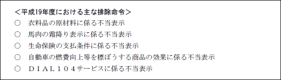 ＜平成19年度における主な勧告事件＞