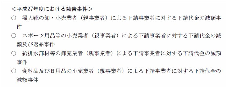 平成27年度における勧告事件